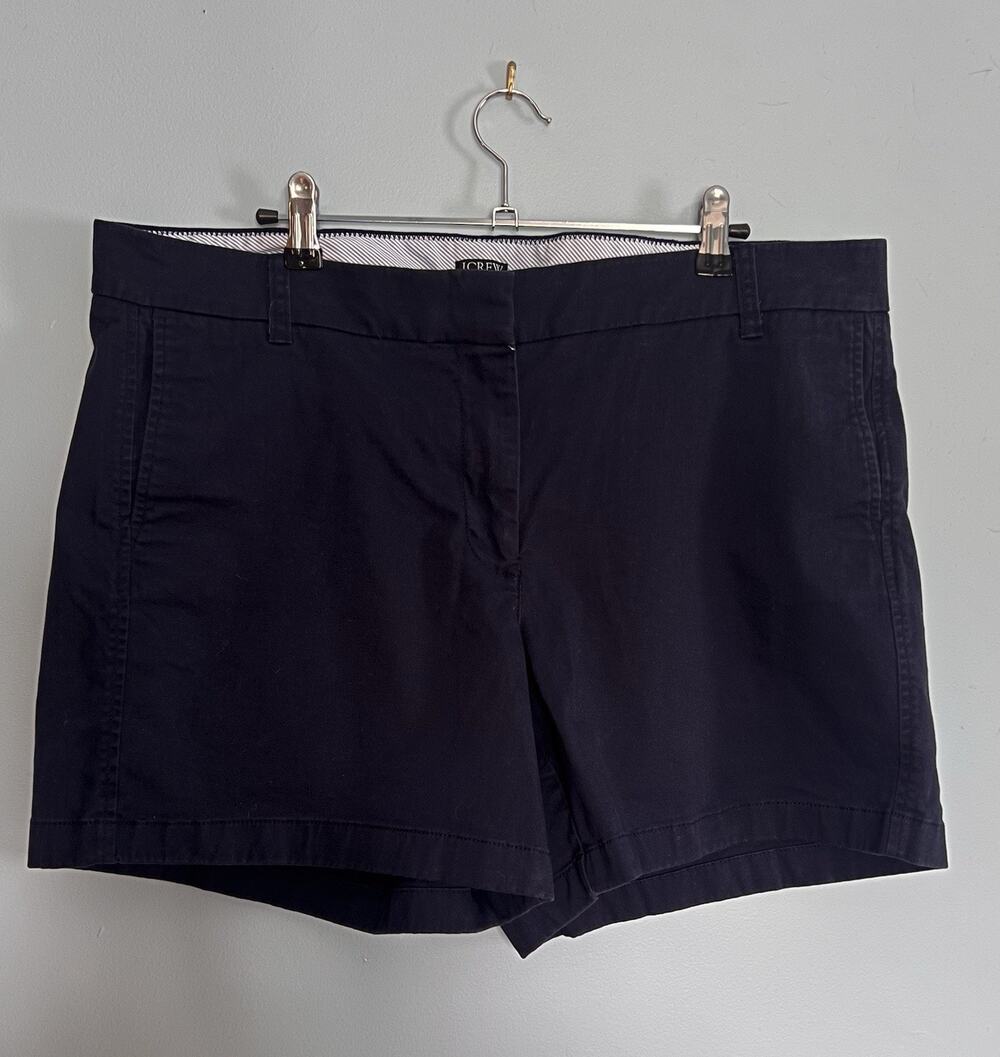 J.Crew Size 16 Navy Blue Cotton 5” Inseam Classic Preppy Chino Zip Shorts